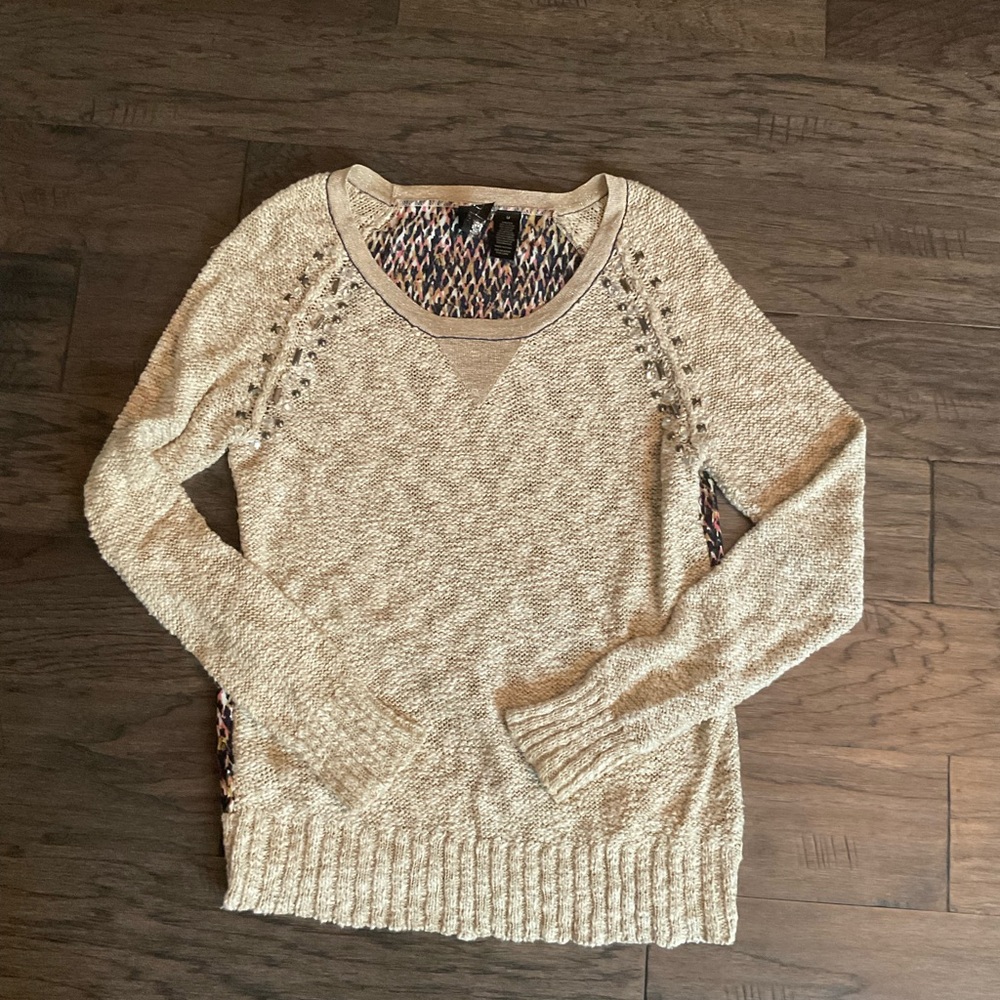 Women’s Buckle Beige Embellished Sweater - Size Medium